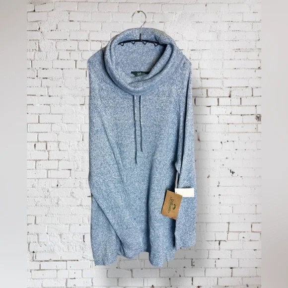 NWT Stillwater Heathered Blue Cowl Neck Sweater - Picture 1 of 4